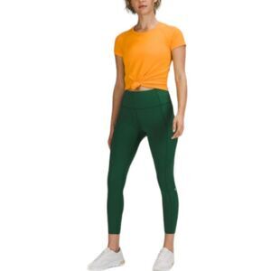 Lululemon Fast and Free Tight High Rise Everglade Green leggings pockets 0